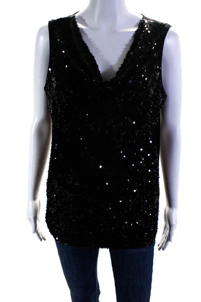 Calvin Klein Womens Crew Neck Sequined Tank Top Black Size Medium