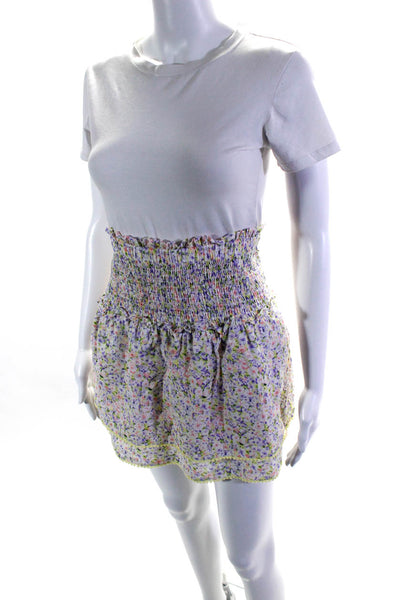 Heartloom Womens Smocked Waistband Floral Tiered Skirt White Multi Size Small