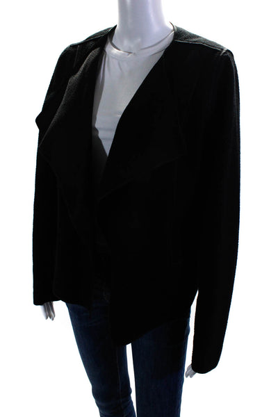 Vince Womens Long Sleeve Open Front Light Jacket Black Cotton Size Large