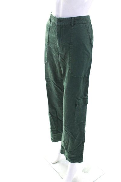 YFB Womens Zipper Fly Mid Rise Straight Cropped Cargo Pants Green Size Medium