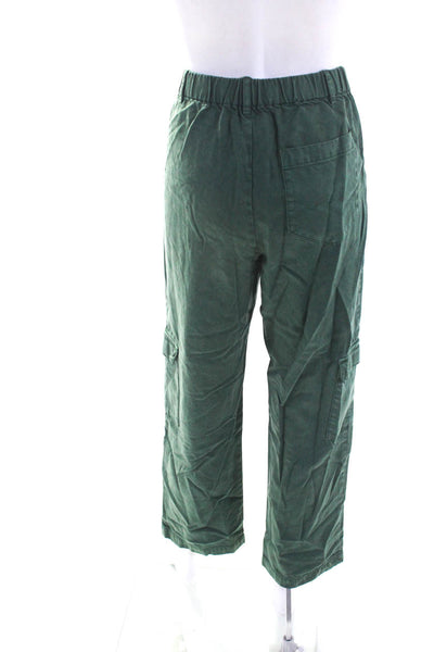 YFB Womens Zipper Fly Mid Rise Straight Cropped Cargo Pants Green Size Medium