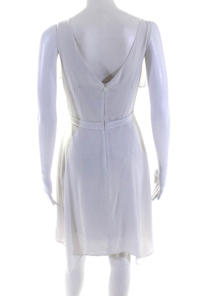 BCBGMAXAZRIA Womens Back Zip Sleeveless Ruffled Shift Dress White Size 0