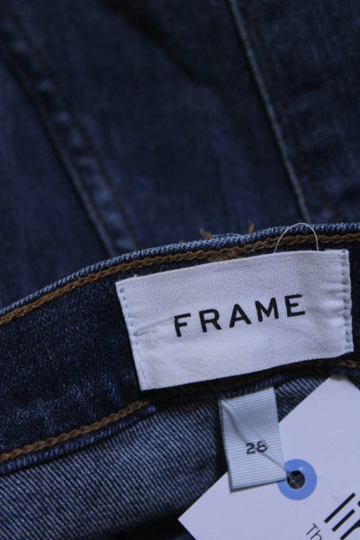 Frame Womens Blue Medium Wash Mid-Rise Crop Straight Leg Jeans Size 28