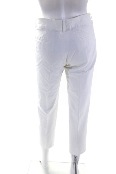 Piazza Sempione Womens White Cotton High Rise Straight Leg Trouser Pants Size 46