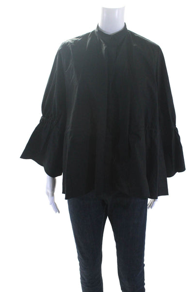 Alani Womens Black Cotton Collar Bell Long Sleeve Oversized Blouse Top Size S