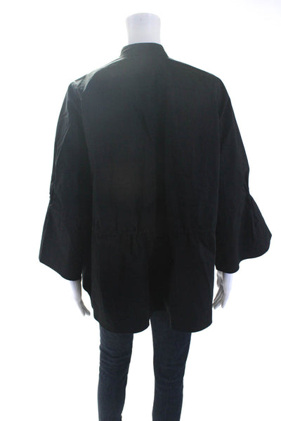 Alani Womens Black Cotton Collar Bell Long Sleeve Oversized Blouse Top Size S