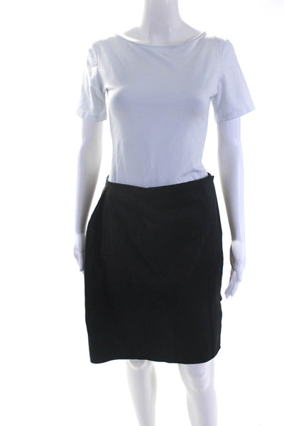 Jil Sander Navy Womens Black Knee Length Pleated A-line Skirt Size 42
