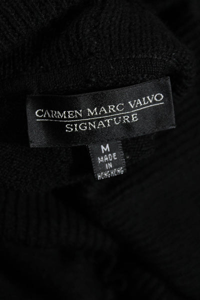 Carmen Marc Valvo Womens Cashmere Turtleneck Sweater Black Size Medium