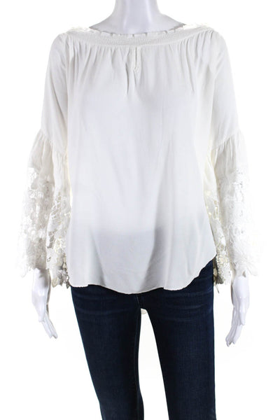 Muche Et Muchette Women's Off Shoulder Floral Lace Blouse White Size O/S