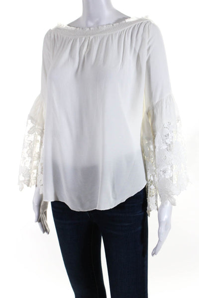 Muche Et Muchette Women's Off Shoulder Floral Lace Blouse White Size O/S