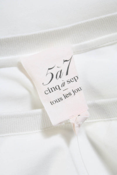 Cinq à Sept Women's Cotton Puff Sleeve Curved Hem Blouse White Size S