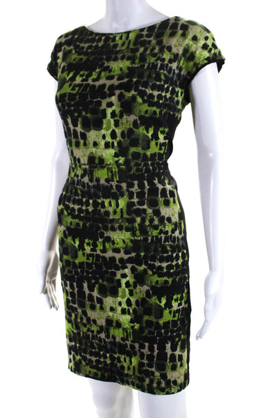 Max Mara Women's Spotted  Contrast Trim Cap Sleeve Sheath Dress Green Size 44