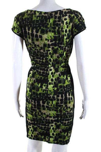 Max Mara Women's Spotted  Contrast Trim Cap Sleeve Sheath Dress Green Size 44