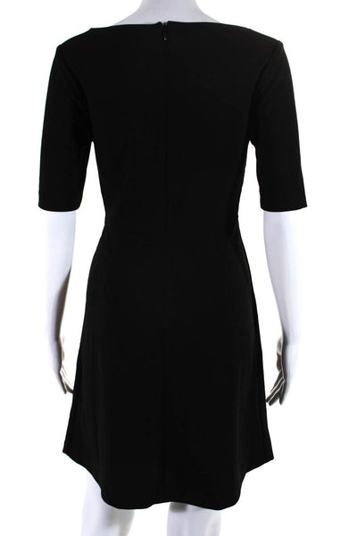 Nicole Miller Women's Short Sleeve Ruffle Sweetheart A-line Dress Black Size S