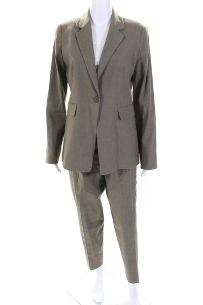 Nordstrom Womens Single Button Notched Lapel Pants Suit Brown Linen Size Medium