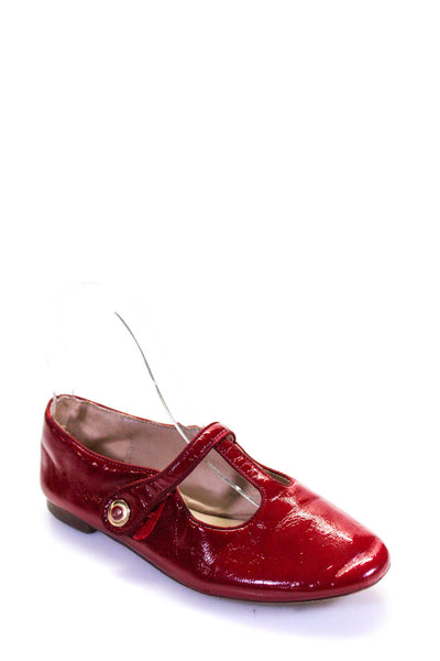 Sam Edelman Women's Round Toe Cutout Leather Ballet Flats Shoe Red Size 3