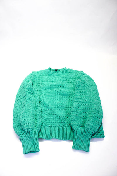 J Crew Women's Round Neck Long Sleeves Knit Sweater Green Size S Lot 2