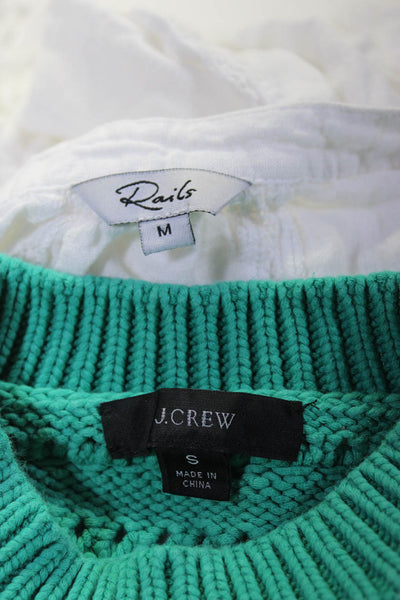 J Crew Women's Round Neck Long Sleeves Knit Sweater Green Size S Lot 2