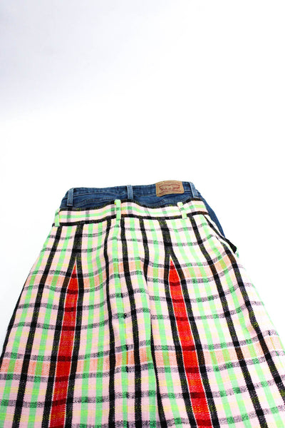 Zara Womens Button Closure Slit Hem Pockets A-Line Plaid Midi Skirt Size S Lot 2