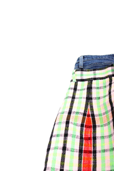 Zara Womens Button Closure Slit Hem Pockets A-Line Plaid Midi Skirt Size S Lot 2