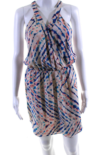 Parker Women's V-Neck Sleeveless Wrap Multicolor Flare Mini Dress Size S