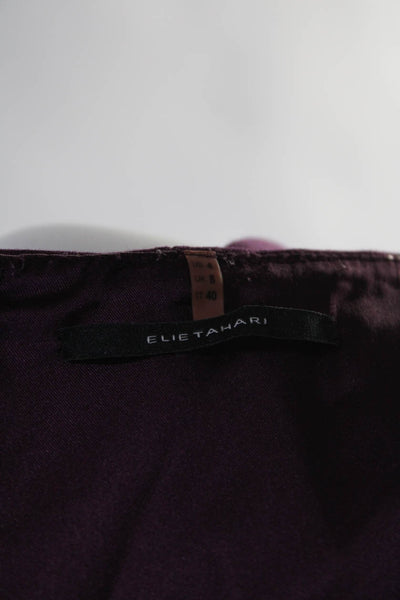 Elie Tahari Womens Sleeveless V Neck Sheath Dress Purple Size 4