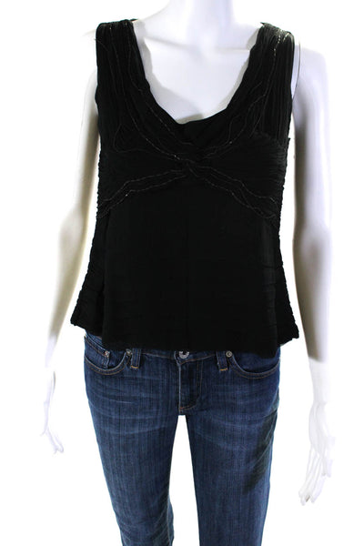 Elie Tahari Womens Silk Twist Front Chain Link  Tank Top Black Size Small