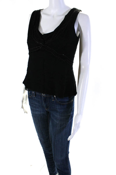 Elie Tahari Womens Silk Twist Front Chain Link  Tank Top Black Size Small