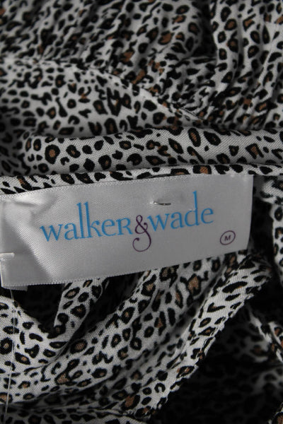 Walker & Wade Womens Short Sleeve V Neck Leopard Shift Dress White Black Medium