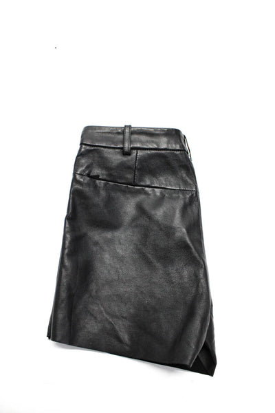 LaMarque Womens Leather Snapped Buttoned High Rise Shorts Black Size 0