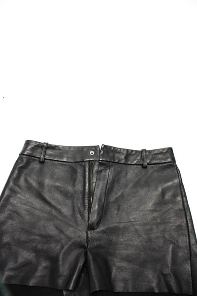 LaMarque Womens Leather Snapped Buttoned High Rise Shorts Black Size 0