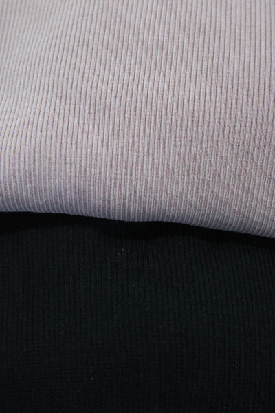 Zara Madewell Womens Cotton Ribbed Knit Shirts Tops Pink Black Size L M Lot 2