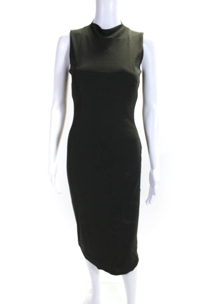 Maria Bianca Nero Womens Mock Neck Sleeveless Body Con Dress Green Size Small