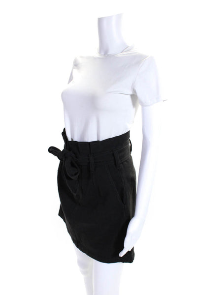 Joes Women's Paper Bag Waist Belted Pockets Button Mini Skirt Black Size 26