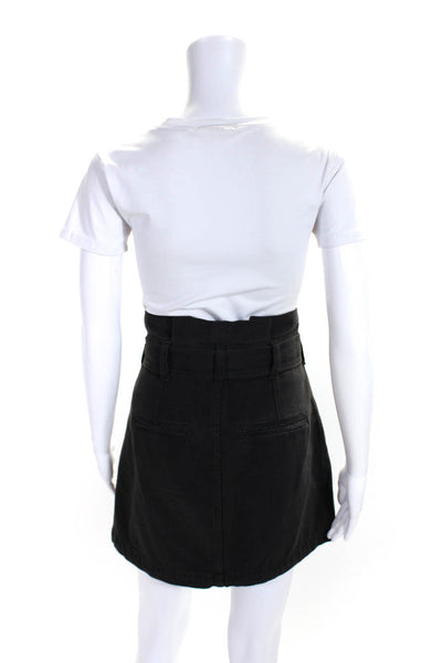 Joes Women's Paper Bag Waist Belted Pockets Button Mini Skirt Black Size 26