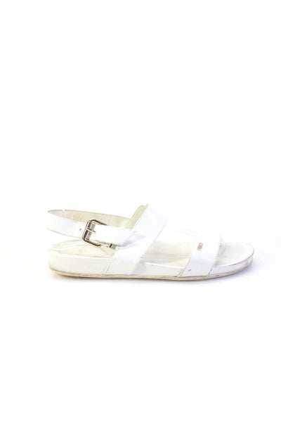 Fendi Womens Round Toe Buckled Strap Slip-On Platform Sandals White Size EUR38