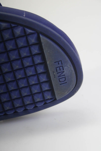 Fendi Womens Medallion Buckled Strappy Platform Sandals Slides Blue Size EUR38