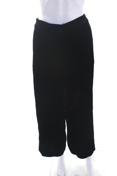 Joseph Women's Elastic Waist Wide Leg Velvet Dress Pant Black Size 36