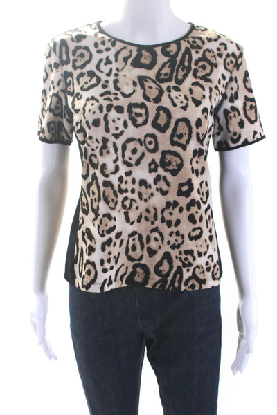 Vince Camuto Women's Round Neck Short Sleeves Animal Print Blouse Size S