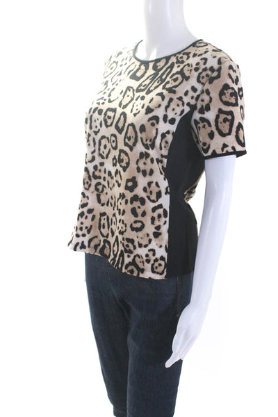 Vince Camuto Women's Round Neck Short Sleeves Animal Print Blouse Size S