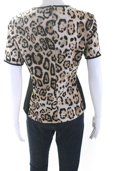 Vince Camuto Women's Round Neck Short Sleeves Animal Print Blouse Size S