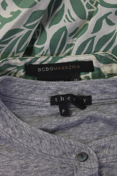 BCBGMAXAZRIA  Women's V-Neck Short Sleeves Ruffle Floral Blouse Size XS Lot 2