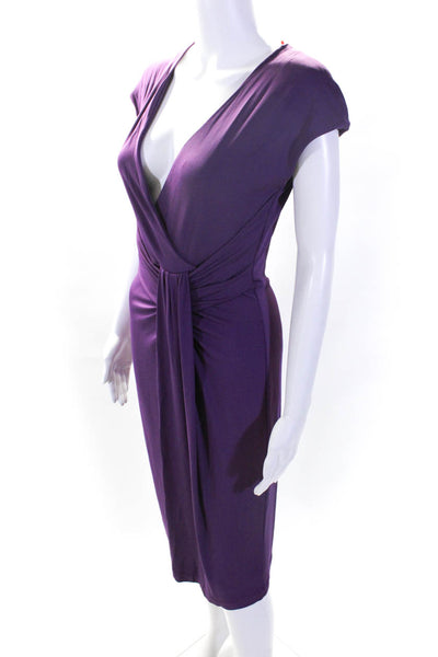 Michael Kors Women's V-Neck Sleeveless Cinch Midi Dress Purple Size 10