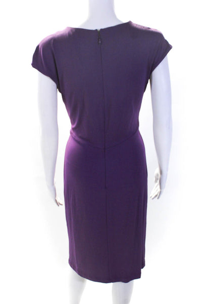 Michael Kors Women's V-Neck Sleeveless Cinch Midi Dress Purple Size 10