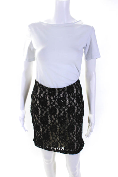 Eureka Women's Lace Bead Rhinestone Embellished 2 Piece Skirt Set Black Size S