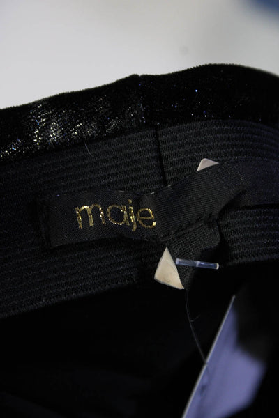 Maje Women's High Rise metallic Crushed Velvet Flared Leggings Black Size 2