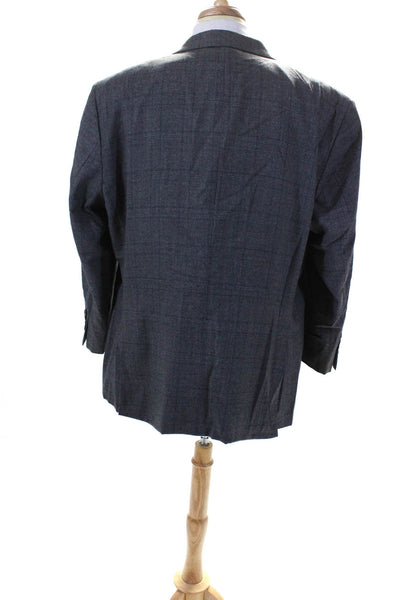 Jos A Bank Men's Collar Long Sleeves Two Button Lined Plaid Jacket Size 50
