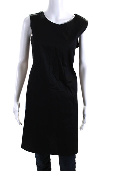 Jil Sander Womens Black Cotton Tie Back Sleeveless Tunic Blouse Top Size 42