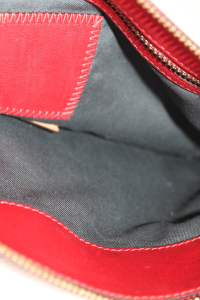 Reed Krakoff Womens Leather Zipped Buckled Wrist Strap Wristlet Handbag Red