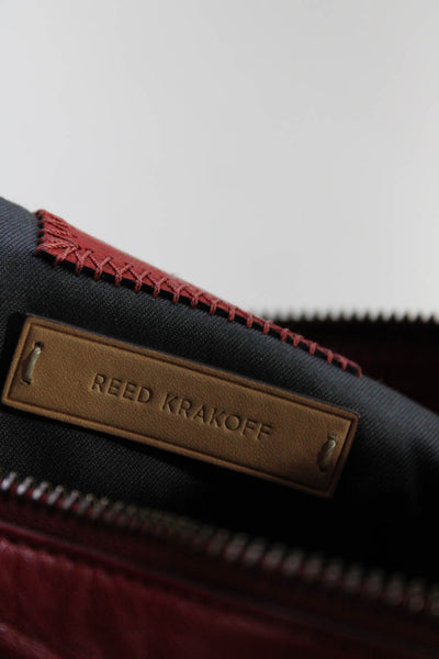 Reed Krakoff Womens Leather Zipped Buckled Wrist Strap Wristlet Handbag Red